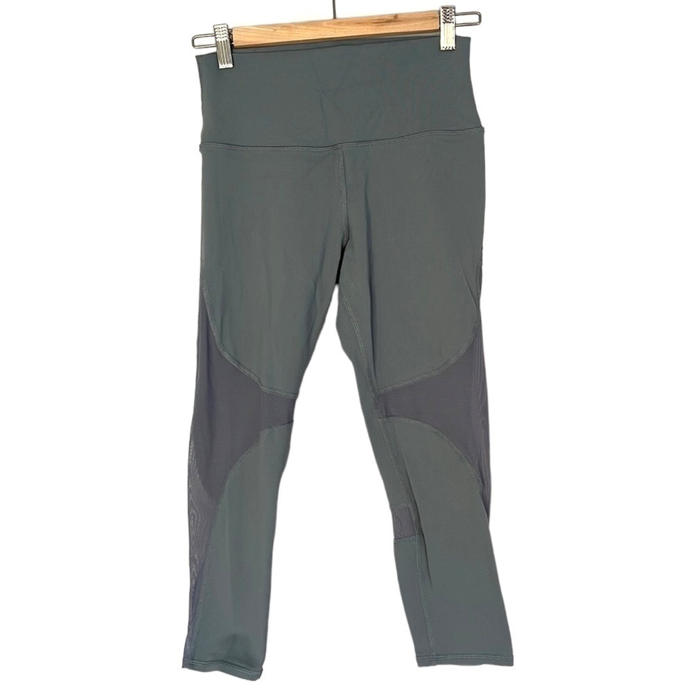 𝅺ALO Yoga Coast High-Rise Mesh Capri Workout Leggings Teal Green Size XS